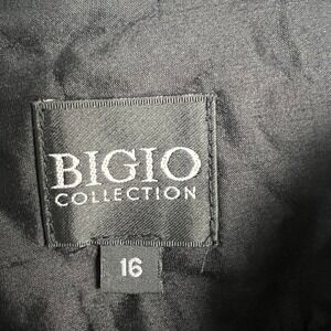 BIGIO COLLECTION Black Silk Short Sleeve Shiny Gothic Bow Detail Dress Size 16